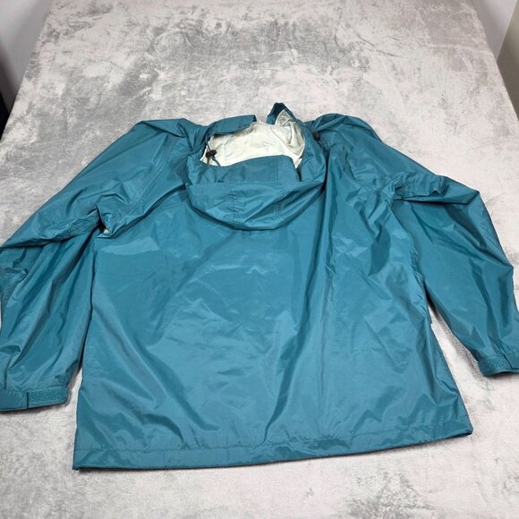 LL Bean Jacket Mens Large Tall Teal Green Stowaway Goretex Rain Coat Windbreaker - Picture 11 of 14